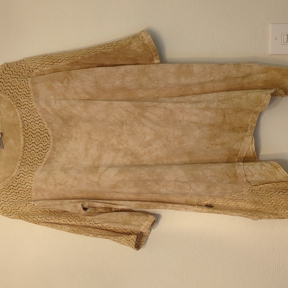 Cotton Ways Gauzy Modest Art to Wear Lagenlook Neutral color Tunic Top large - Picture 1 of 9